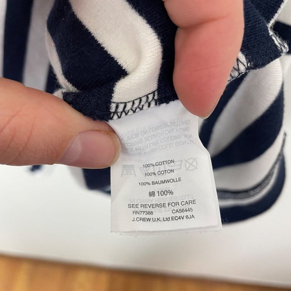 J. Crew Woman's Sz M Navy Blue and‎ White Striped Shift Shirt Dress 3/4 Sleeve - Picture 6 of 9